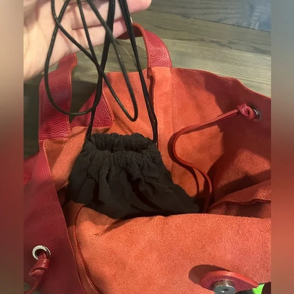 NWT Zara Red Leather Shopper Tote Bag - Picture 16 of 17